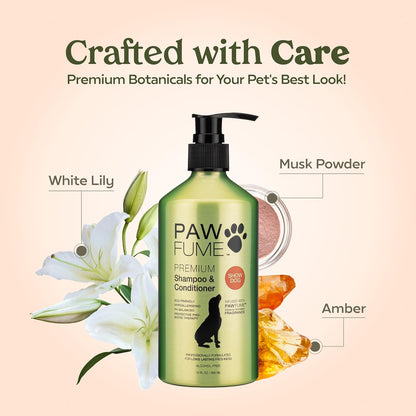 PAWFUME 2-In-1 Pet Brush + Pawfume Dog Shampoo and Conditioner (All 3 Scents)