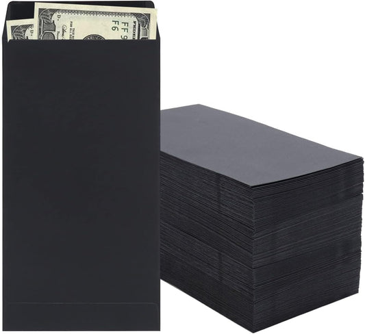 100 Pack Cash Envelopes 6.7X3.5 Fit for Envelope Money Saving Challenge, 120 GSM Thick Money Envelopes for Cash Saving, Budgeting, Check, Coin, Tickets, Small Items & Collectables Black