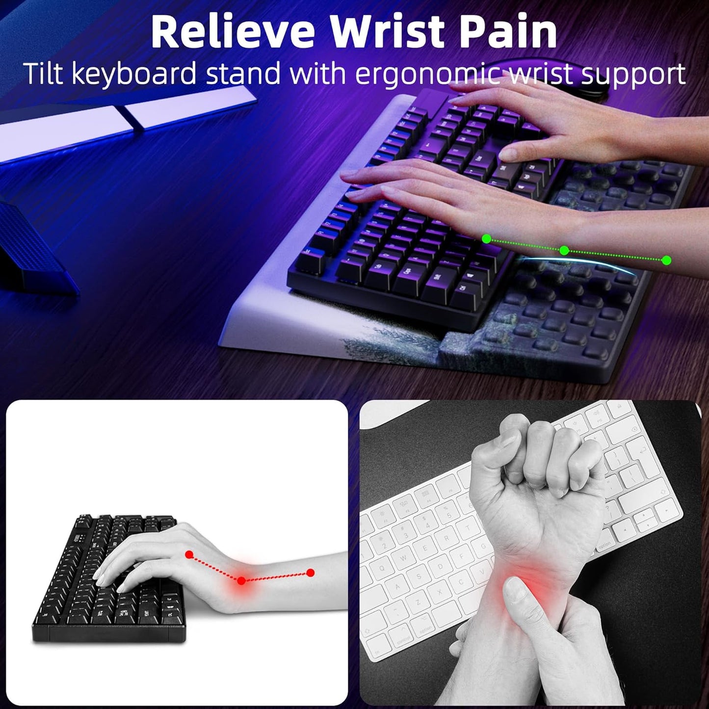 Ergonomic Mousepad and Keyboard Wrist Rest Pad Green Forest Set