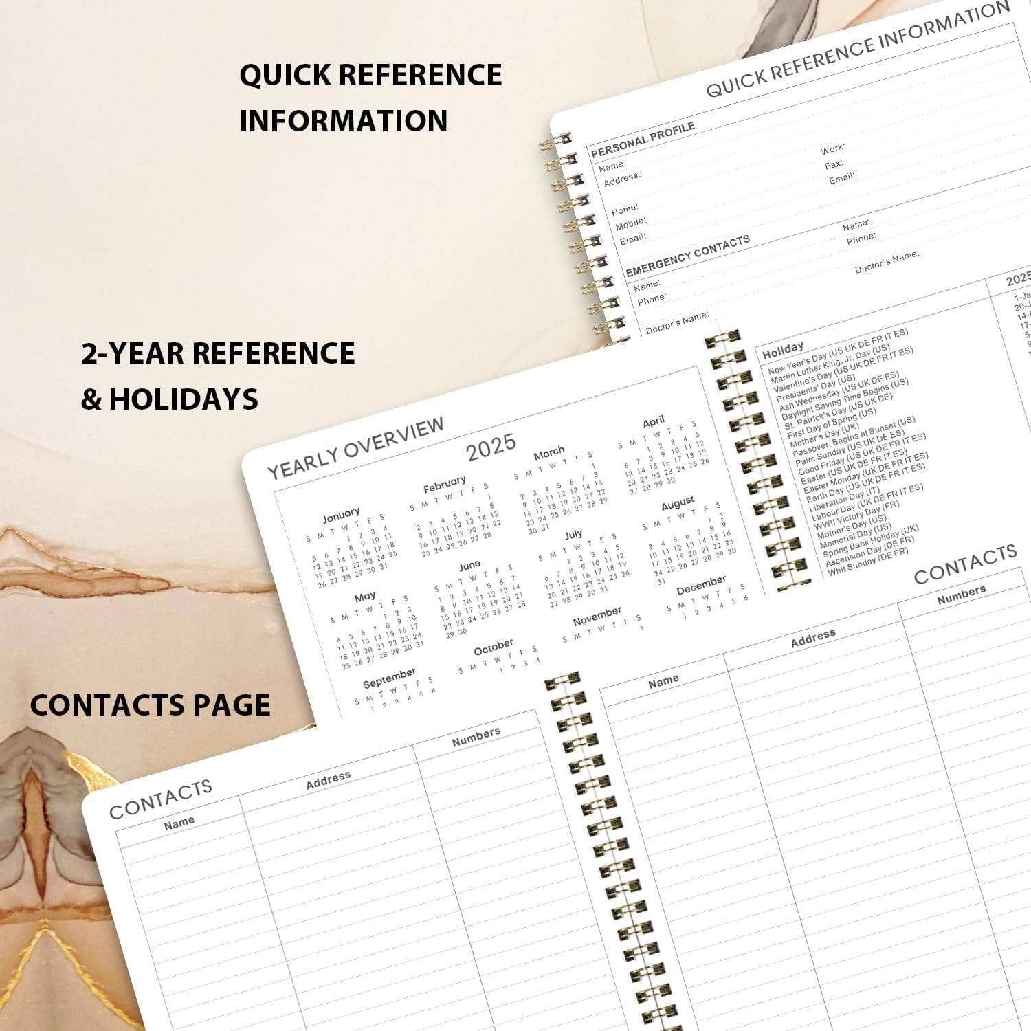 2025 Planner - Planner 2025, Jan 2025 - Dec 2025, 2025 Planner Weekly and Monthly, 8'' X 10'', Printed Monthly Tabs, Holidays, Twin-Wire Binding, Thick Paper, Check Boxes, Flexible Cover