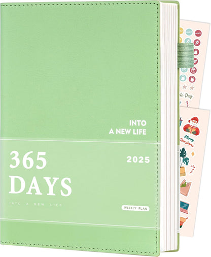 2025 Planners for Women Weekly and Monthly Planner 2025 with Stickers& Pocket Hardcover Leather 2025 Agenda Calendar Monthly Planner 5X8, Green