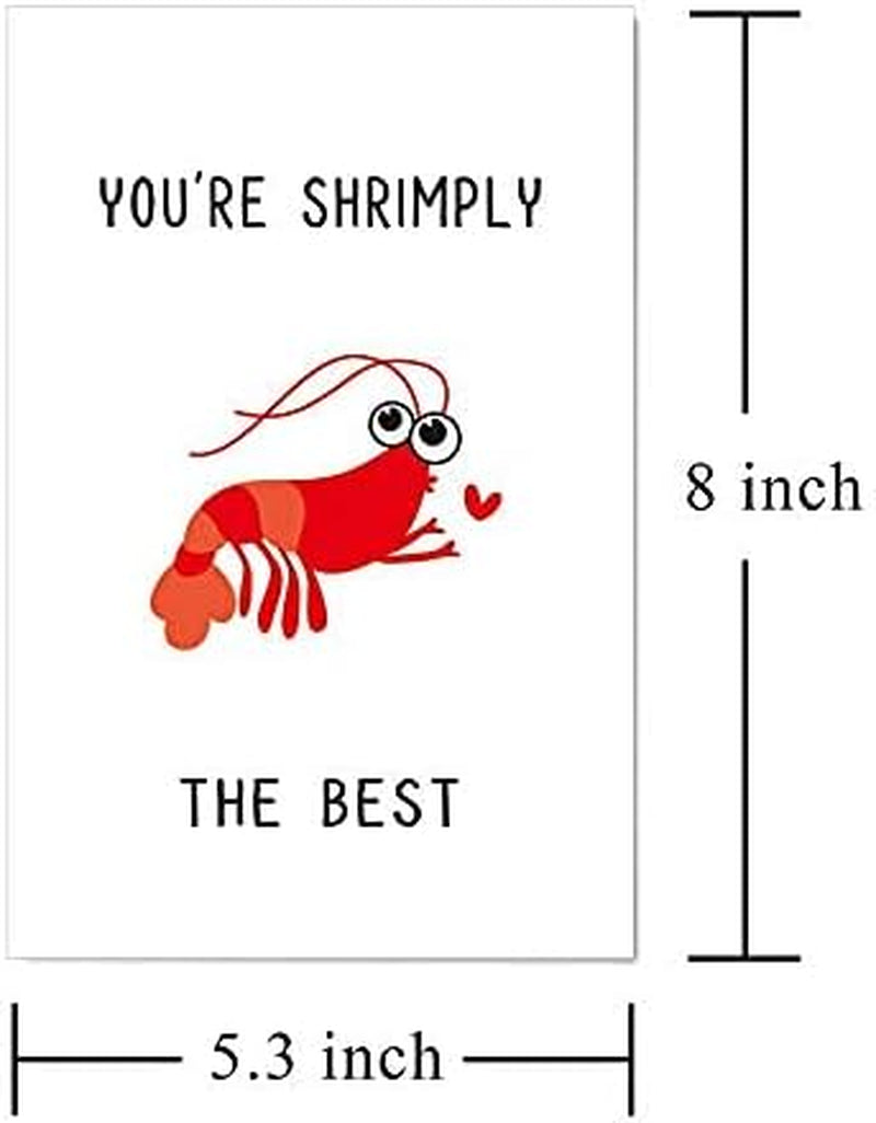 Funny Birthday Card, Cute Anniversary Card for Husband Wife GF BF, Shrimply the Best Love Card for Him or Her