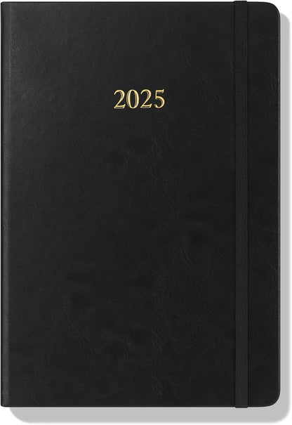 Executive 2025 Daily Journal Planner – Customization Available (Black, 8.5"×5.5")