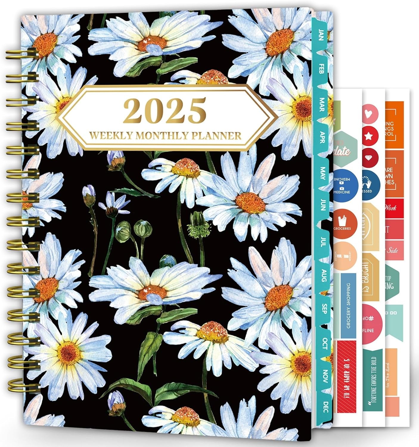 2025 Planner, 12-Month Daily Weekly Monthly Planner from JAN.2025 to DEC.2025, 8.4" X 6", Spiral Planner Notebook with Stickers, Elastic Closure, Inner Pocket