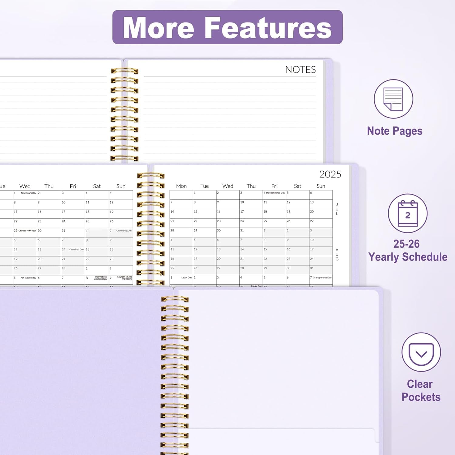 2025-2026 Monthly Planner - 24 Months (Jan 2025 - Dec 2026) Monthly Planner - 7"X10" Monthly Spreads & Yearly Planner, Purple