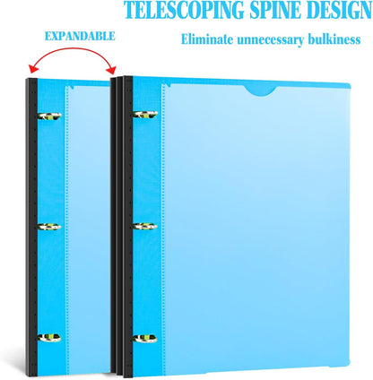 Telescoping 3 Ring Binder - 4PCS, Flexible round Binder with Customizable Front Cover and Clear Catalog Pocket, Holds 8.5X11 Inch Paper