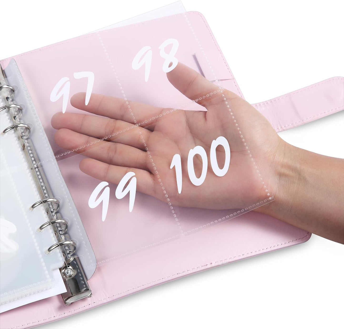 100 Envelope Challenge Binder, 25 Sheets Silkscreen Numbers to 100, Not Stickers, Reusable Tracker, Easy and Fun 100 Envelopes Money Saving Challenge save $5050, Budget Planner & Saving Money (Pink)