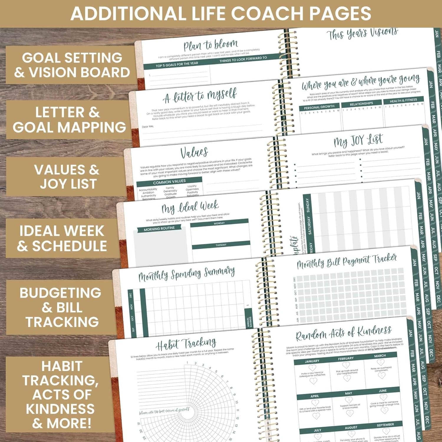 2025 (8.5" X 11") Calendar Year Day Planner (January 2025 - December 2025) - Weekly/Monthly Dated Agenda Organizer with Stickers & Tabs - Earthy Abstract, Green