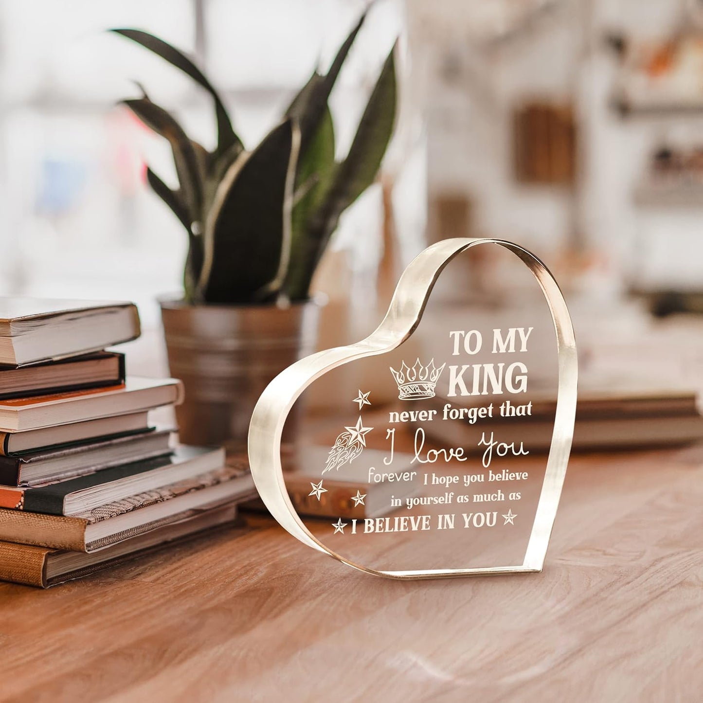 Gifts for Boyfriend, Valentines Day Gifts for Him - Men Heart Shaped Acrylic Block - Boyfriend Birthday Gift Ideas, I Love You Gifts for Him Anniversary