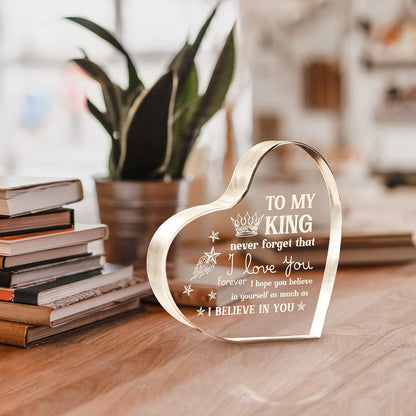 Gifts for Boyfriend, Valentines Day Gifts for Him - Men Heart Shaped Acrylic Block - Boyfriend Birthday Gift Ideas, I Love You Gifts for Him Anniversary