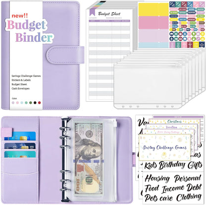 Budget Binder with Money Saving Challenge, Money Saving Binder with Cash Envelopes, Expense Sheets, Challenge Tracker & Category Labels, Envelope Savings Challenges Book for Home Office School