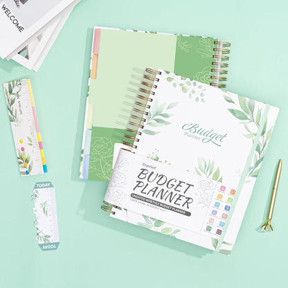 Budget Planner 2025, Spiral Budget Planner and Monthly Bill Organizer with Stickers, 8.5 X 11" Financial Planner Expense Tracker, Undated Budget Book with 12 Pockets (Green)