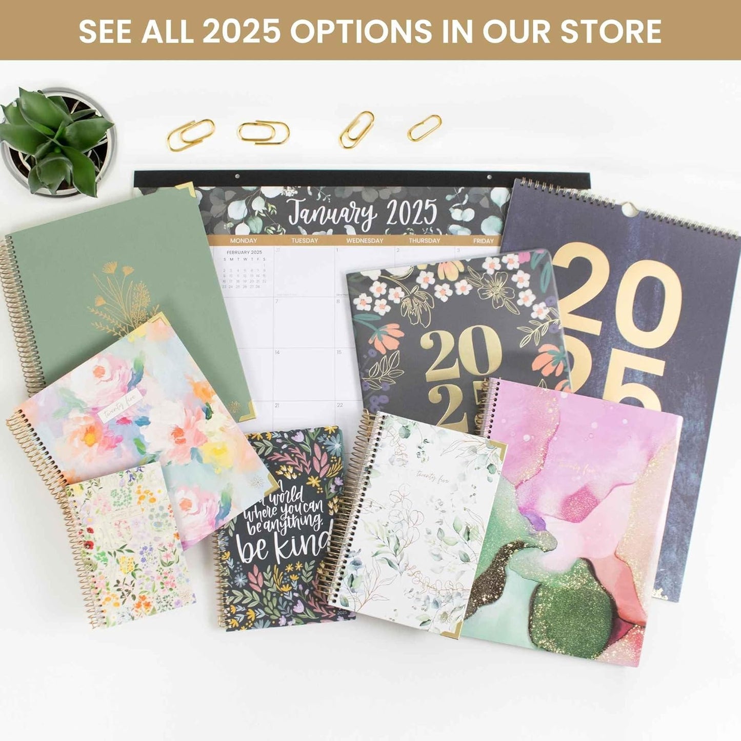 HARDCOVER 2025 (8.5" X 11") Calendar Year Day Planner (January 2025 - December 2025) - Task & Goal Organizer - Monthly & Weekly Inspirational Agenda Book - Good Things Are Coming