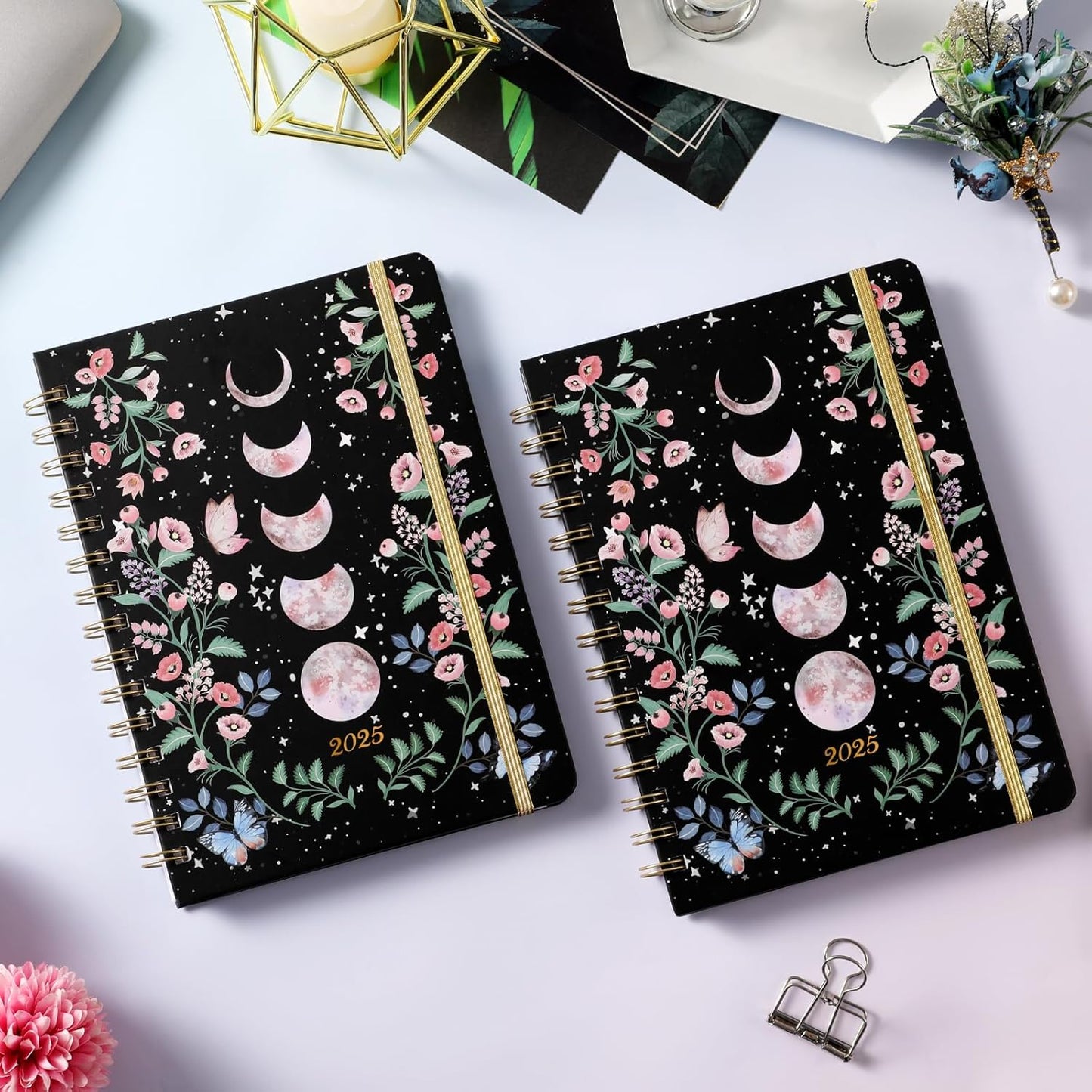 2025 Planner - 2025 Planner Weekly and Monthly with Tabs, Jan. 2025 - Dec. 2025, 6.3" X 8.4", Planner 2025 with Back Pocket + Thick Paper + Twin-Wire Binding - Moon