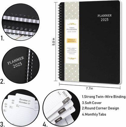 2025 Planner - Planner 2025, 7.7" X 9.8", 2025 Planner Weekly & Monthly, Strong Twin-Wire Binding, round Corner, Improving Your Time Management Skill