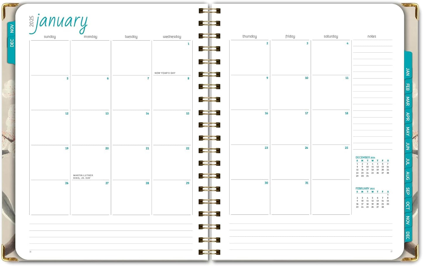 HARDCOVER 2025 Planner, 8.5"X11": 14 Months (November 2024 - December 2025), Daily Weekly Monthly Planner, Yearly Agenda, Bookmark, Pocket Folder and Sticky Note Set (Orchid)