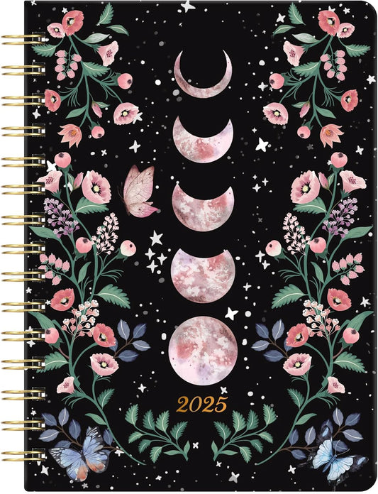 2025 Planner - 2025 Planner Weekly and Monthly with Tabs, Jan. 2025 - Dec. 2025, 6.3" X 8.4", Planner 2025 with Back Pocket + Thick Paper + Twin-Wire Binding - Moon