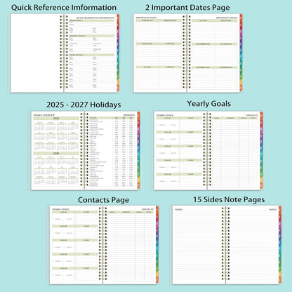 2025 Planner - 2025 Planner Daily Weekly Monthly, Jan 2025 to Dec 2025, 6.4'' X 8.5'', Calendar 2025 Planner with Transparent PP Cover, Green Ink Pages, Colorful Monthly Tabs, Back Pocket