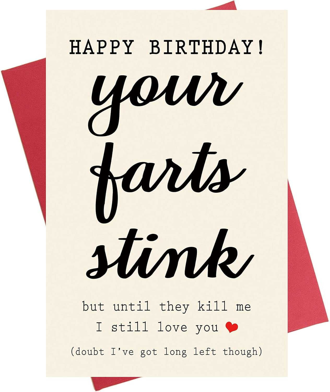 Your Farts Stink Funny Happy Birthday Card, Birthday Card for Boyfriend Him Husband Girlfriend Wife Partner