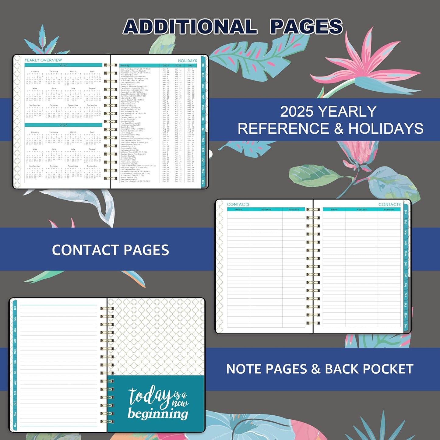 2025 Planner - Weekly & Monthly Planner 2025 with Monthly Tabs, Jan 2025 - Dec 2025, 6.3" X 8.4", Flexible Hardcover with Thick Paper, Elastic Closure, Inner Pocket