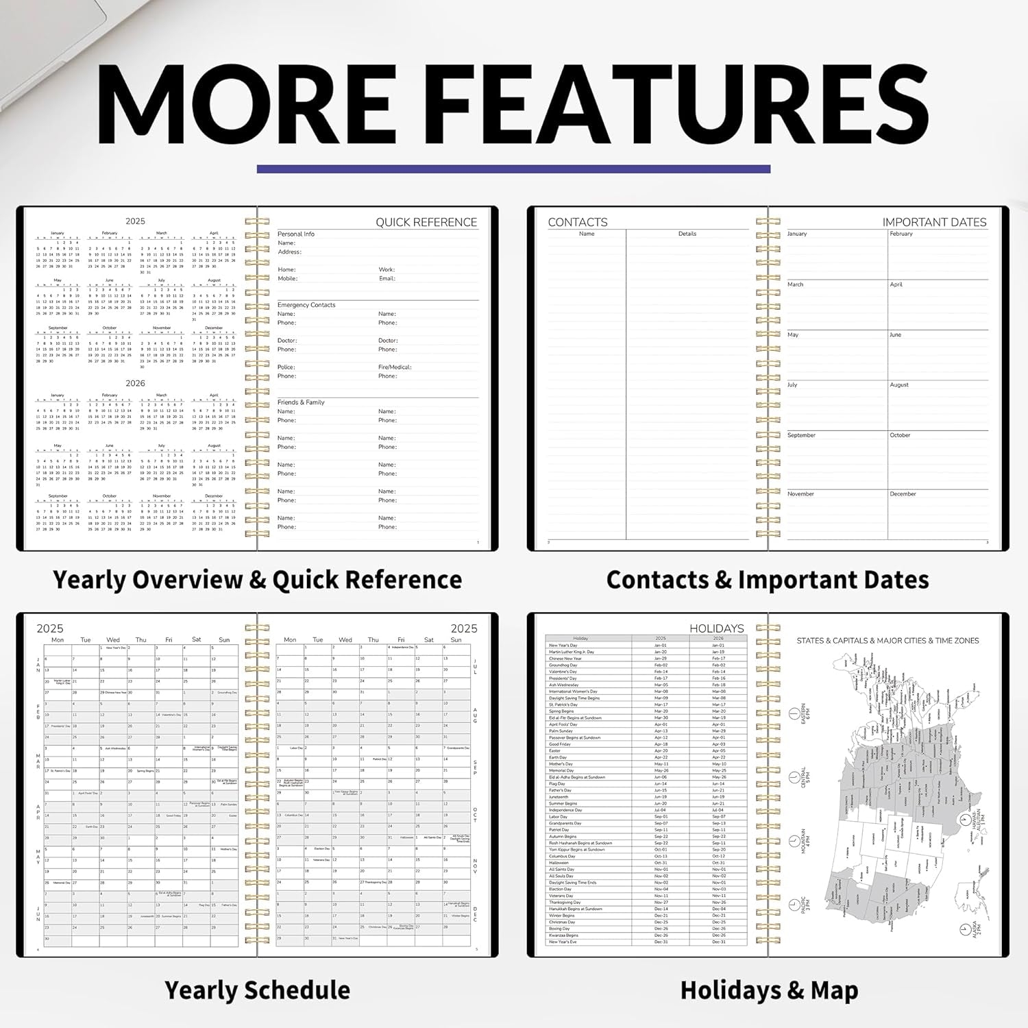 2025 Planner, Weekly and Monthly Planner January - December 2025, 6.4" X 8.3" Monthly Planner with Waterproof Flexible Cover, Spiral Binding Notebook with Monthly Tab, Pockets, Bookmark, Black