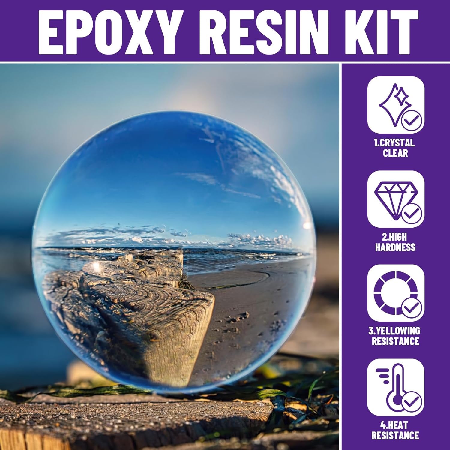 Epoxy Resin Kit 16OZ, Clear Crystal Resina Epoxica Food Safe, Casting Resin for Art Craft, Jewelry Making, DIY