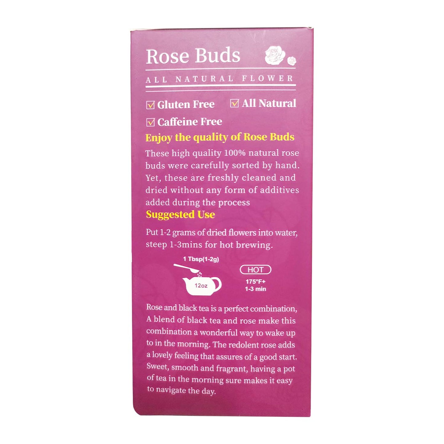 Rose Tea Loose Leaf, Primium Dried Rose Buds, Food Grade Rose, Rose Herbal Tea, Caffeine Free, 4 Ounce Pack of 1