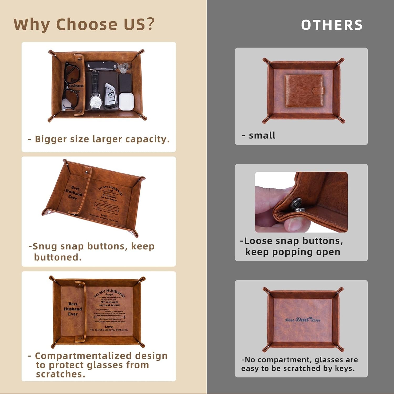 Best Husband Ever Gifts PU Leather Tray and Keychain, Husband Gifts for Christmas Xmas Stocking Stuffers, Unique Valentine'S Day Anniversary Birthday Gift from Wife, Men Gift Ideas for Him