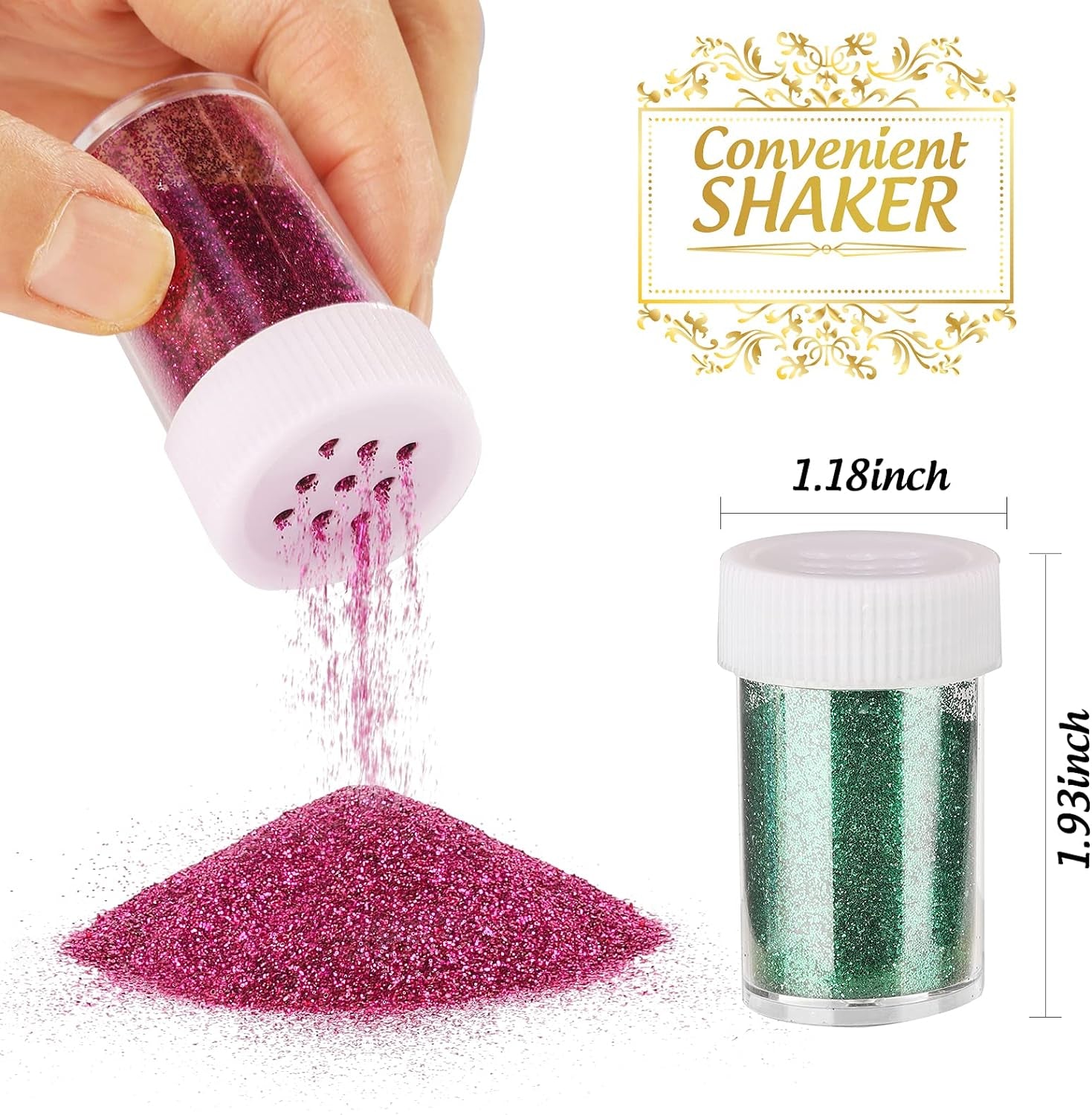 Glitter, 18 Pack Fine Glitter, Craft Glitter Powder Shake Jar, Multi Assorted Set Extra Fine Glitter for Resin Art Crafts Tumbler Scrapbook Jewelry Making, Body Face Hair Glitter, 15G/ Bottle,