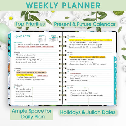 2025 Planner, 12-Month Daily Weekly Monthly Planner from JAN.2025 to DEC.2025, 8.4" X 6", Spiral Planner Notebook with Stickers, Elastic Closure, Inner Pocket