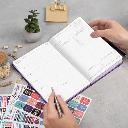 Jan 2025 – Jan 2026 Dated Weekly & Monthly Planner to Hit Your Goals, Increase Productivity & Live Happier. Organizer Notebook & Productivity Journal. A5 Hardcover (Purple)