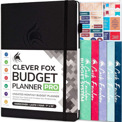 Budget Planner Pro - Financial Organizer + Cash Envelope Budget System. Monthly Finance Journal, Expense Tracker & Personal Account Book. Undated - Start Anytime. (7''X10'') – Black