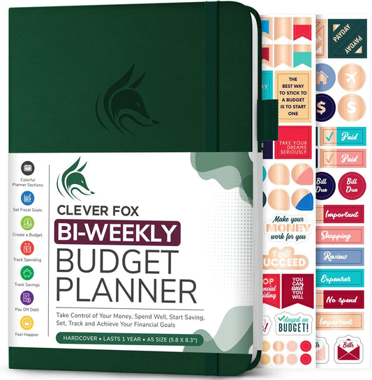 Bi Weekly Budget Planner – Undated Financial Organizer Book – Expense Tracker, Budgeting & Bill Notebook, A5 (Dark Green)