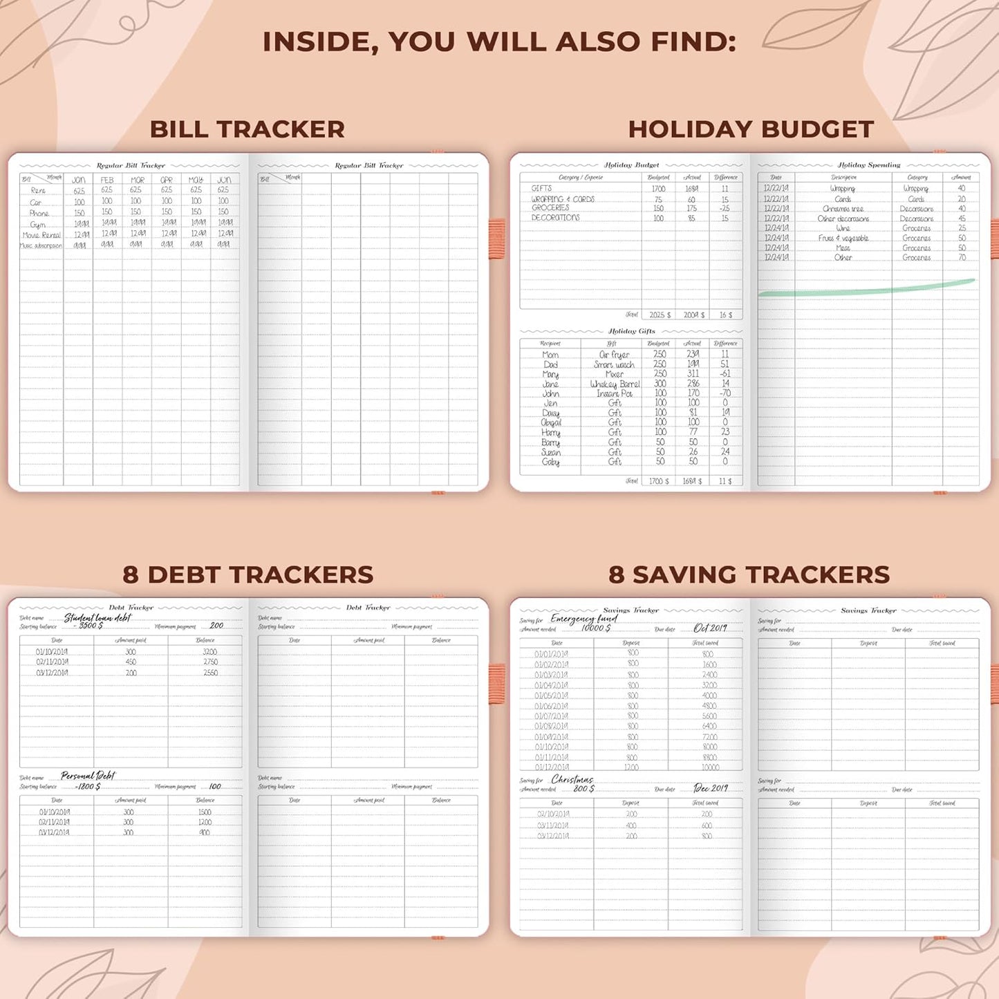 Budget Planner – Monthly Financial Planner Organizer Budget Book. Expense Tracker Notebook Journal to Control Money, Compact (Peach Pink)