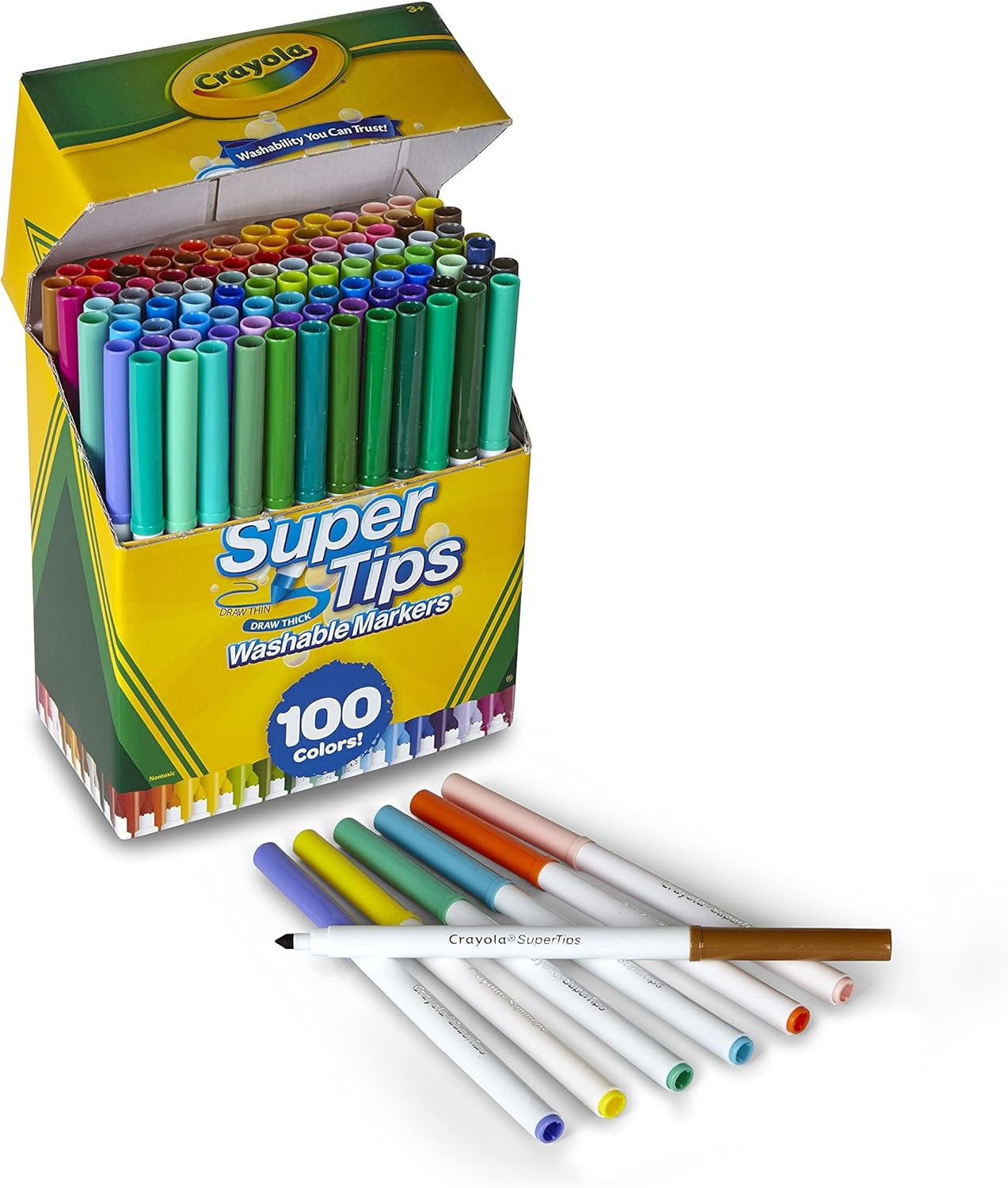 Super Tips Marker Set (100Ct), Fine Point Washable Markers, Drawing Markers for Kids & Adults, Great for Thick & Thin Lines