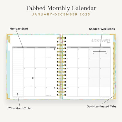 2025 Weekly Planner – Premium Planner for Stylish Organization. Combines Weekly & Monthly Calendars, Daily Schedule, Notes Pages, Goal Setting, Stickers, Pocket & More. Elegant Laminated Cover with Gold Accents (Monet Design)