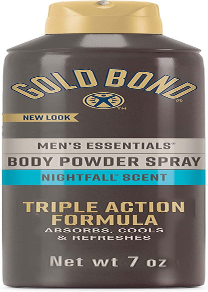 Men'S Essentials Talc-Free Body Powder Spray 7 Oz. Recharge Scent Wetness Protection