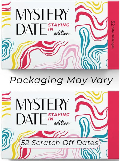 Mystery Date 52 At-Home Date Night Ideas Scratch off Card and 52 Conversation Starters (Staying in Edition) - Unique Couples Gift, Couples Games, Couples Date Night Cards