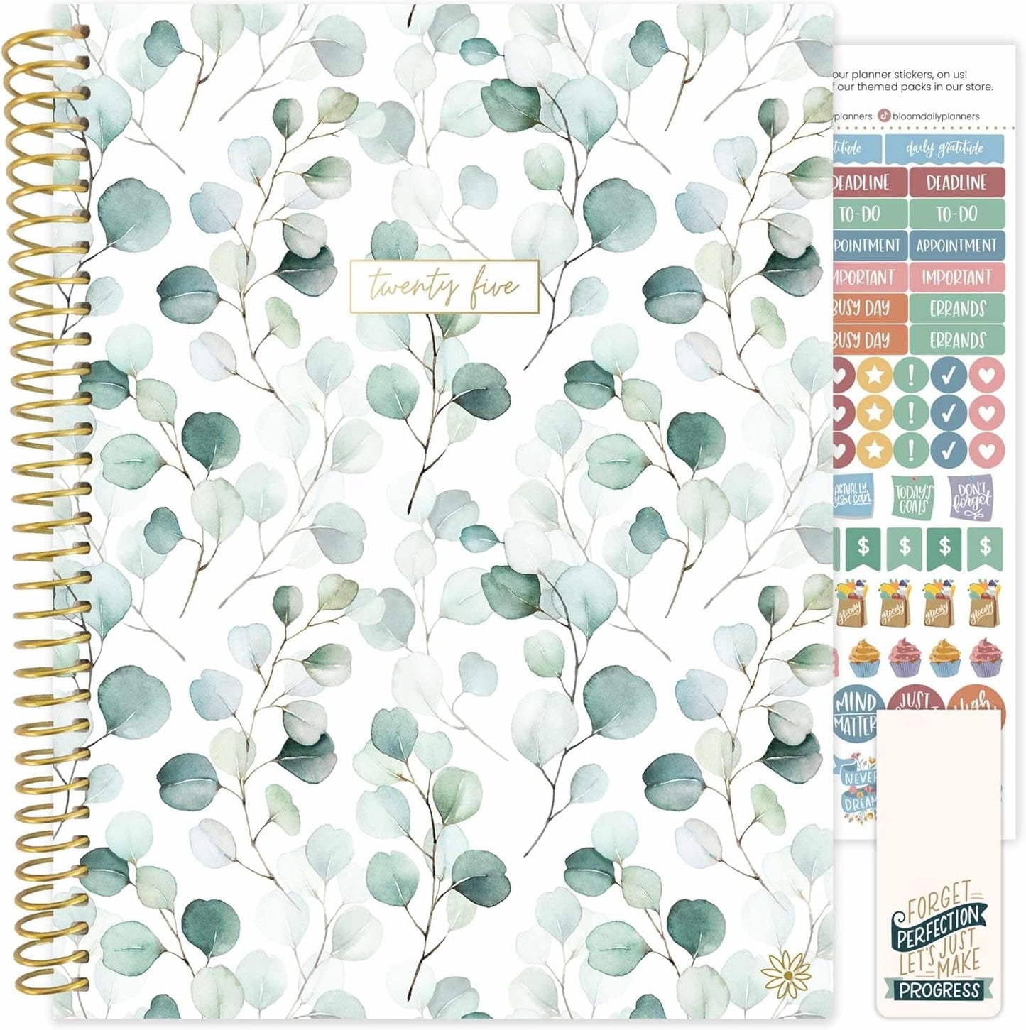 2025 (8.5" X 11") Calendar Year Day Planner (January 2025 - December 2025) - Weekly/Monthly Dated Agenda Organizer with Stickers & Tabs - Boho Greenery