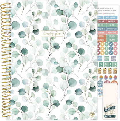 2025 (8.5" X 11") Calendar Year Day Planner (January 2025 - December 2025) - Weekly/Monthly Dated Agenda Organizer with Stickers & Tabs - Boho Greenery