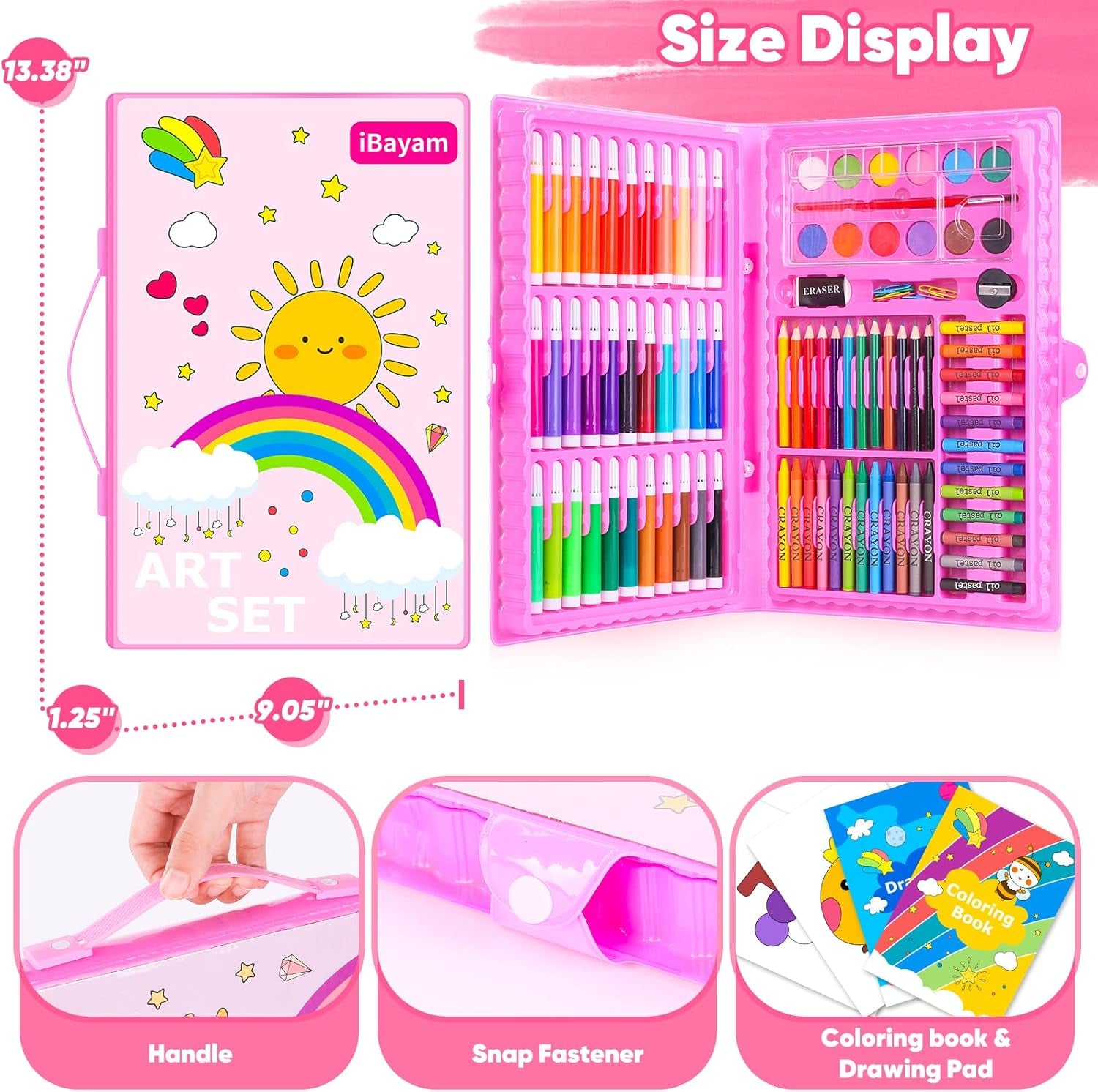 Art Supplies, 149-Pack Drawing Kit Painting Art Set Art Kits Gifts Box, Arts and Crafts for Kids Girls Boys, with Coloring Book, Crayons, Pastels, Pencils, Watercolor Pens (Pink)