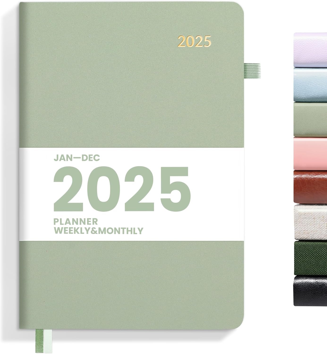 2025 Weekly & Monthly Hardcover Planner 5.5" X 8.3" - 12 Month (January 2025 - December 2025), Small Hardcover Planner, Pocket, Notes, 100 GSM Paper, Sage Green