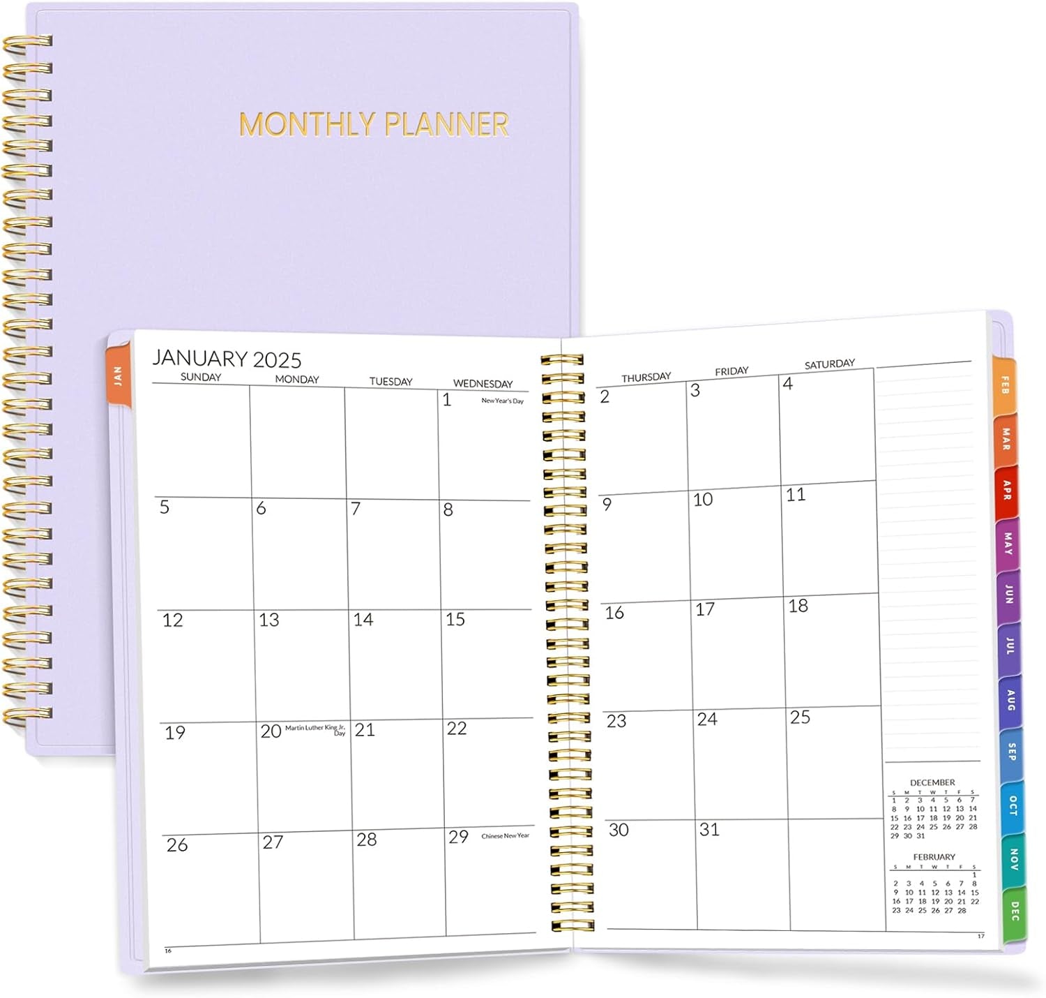 2025-2026 Monthly Planner - 24 Months (Jan 2025 - Dec 2026) Monthly Planner - 7"X10" Monthly Spreads & Yearly Planner, Purple