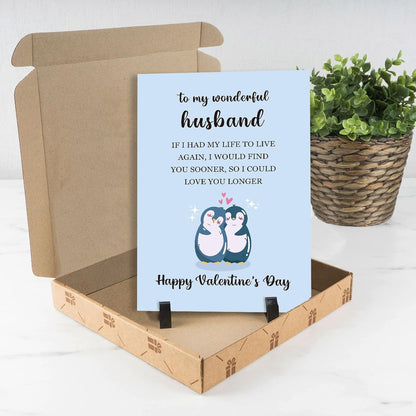 Romantic Valentines Day Card for Husband, Penguin Valentines Day Card for Him, Happy Valentines Day Gift from Wife, to My Wonderful Husband