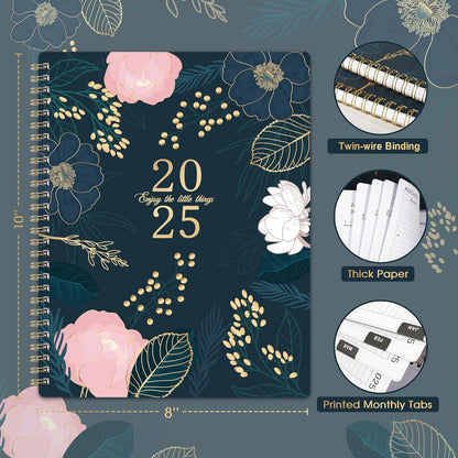 2025 Planner - Planner 2025, January 2025 - December 2025, Planner 2025, Weekly & Monthly Spreads, 8'' X 10", Tabs, Twin-Wire Binding