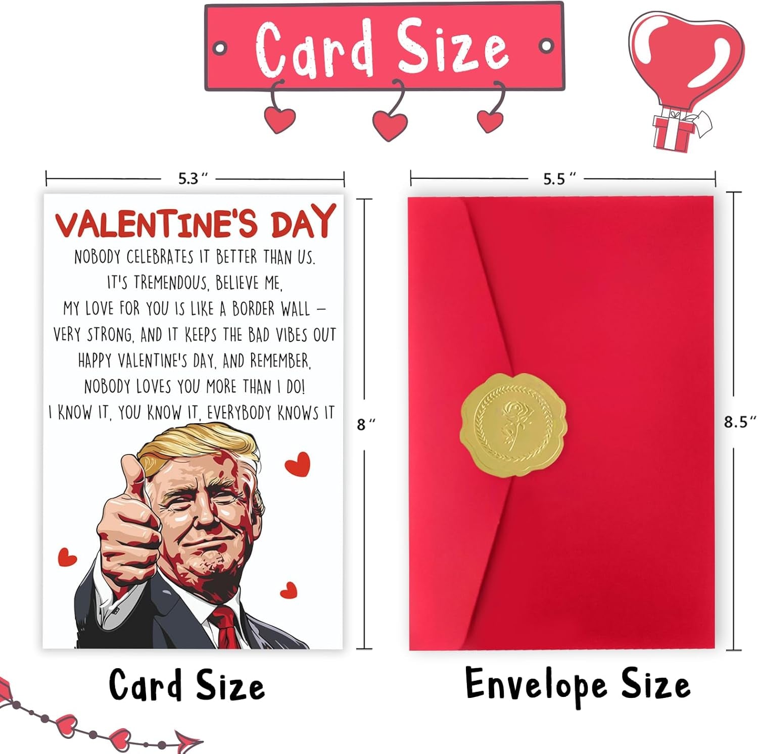 Happy Trump Valentines Day Gifts for Him Her, Funny Valentines Day Card for Boyfriend Girlfriend, Romantic Valentine'S Day Card Gifts for Men Women, Love Card