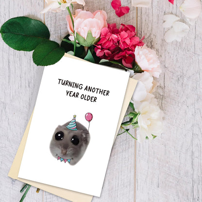 Sad Hamster Meme Birthday Card, Funny Cute Hamster Bday Card for Him Her, Hilarious Turning Another Year Older