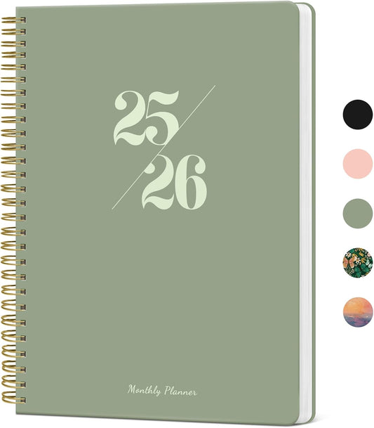 Monthly Planner 2025-2026, 18 Months Planner Calendar 2025-2026, January 2025 - June 2026, 7" X 10", 25-26 Monthly Calendar Planner, Perfect for School Office Home Planning - Green