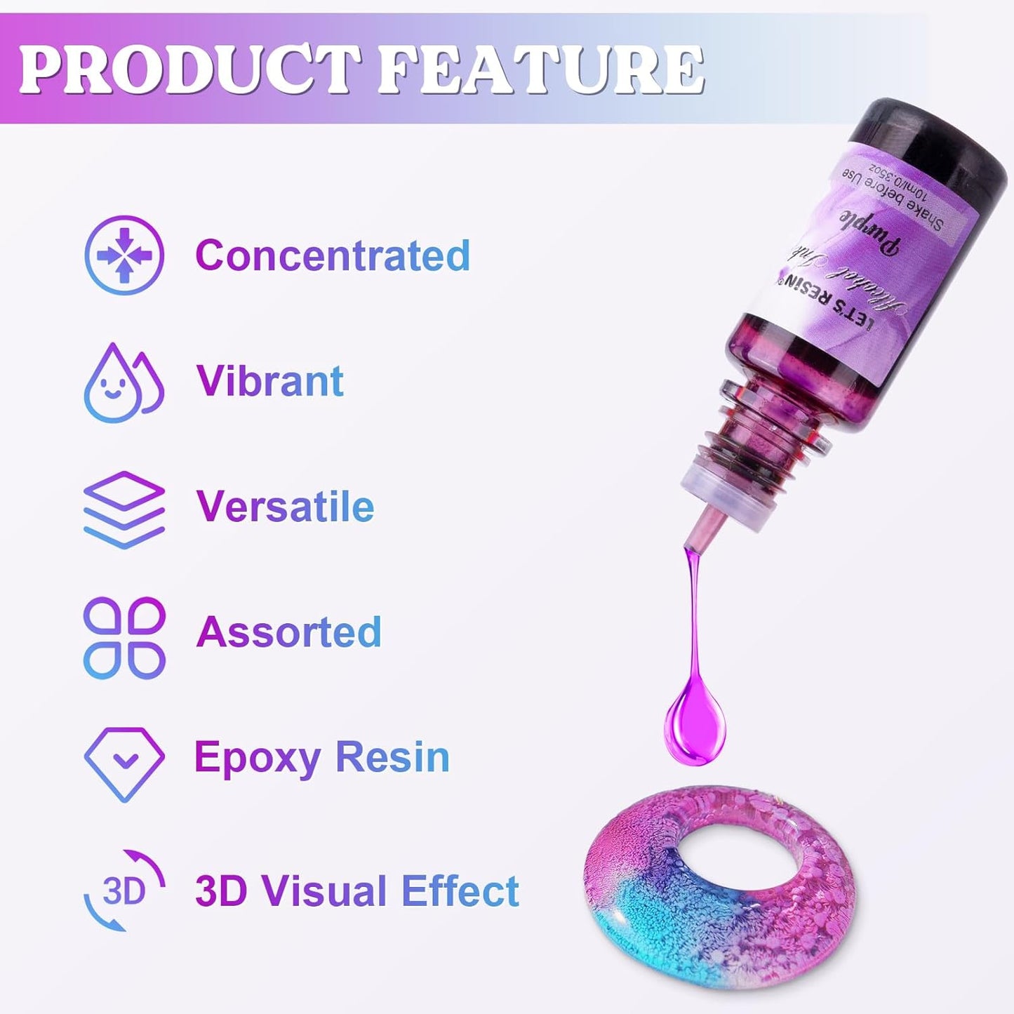 48Pcs Concentrated Alcohol Ink Set, Vibrant Colors Alcohol-Based Resin Ink for Epoxy Resin, Alcohol Paint Dye for Resin Art, Tumblers, Epoxy Resin (Each 0.35Oz)