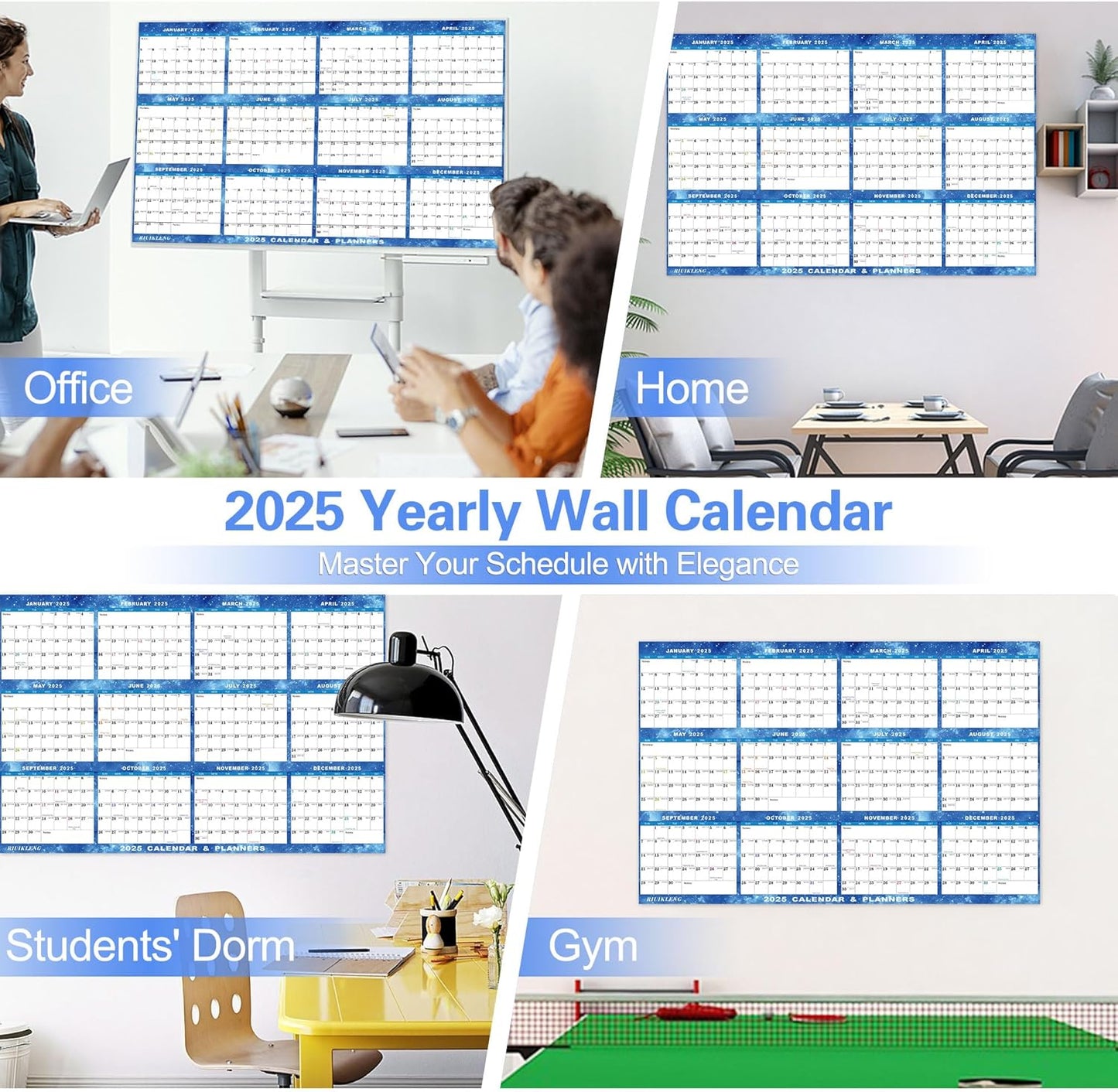 32" X 48" 2025 Wall Calendar Erasable Starry Sky, Wet & Dry Erase Large Laminated Annual Yearly Planner - 12 Month Horizontal/Vertical Calendar January to December for Easy Planning, Organizing